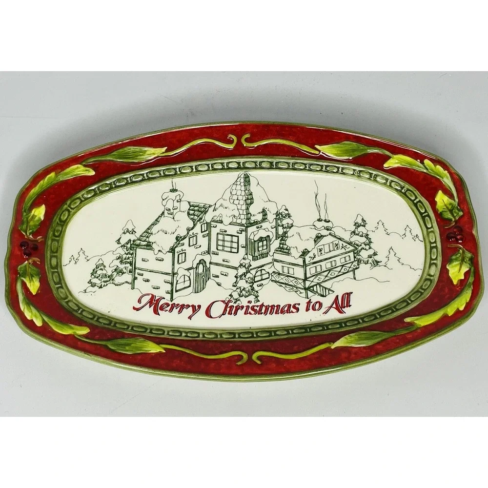 Fitz‎ and Floyd Holiday Serving Plate Dish MERRY CHRISTMAS TO ALL Tableware 10